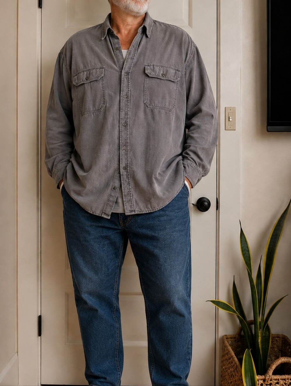 Wrangler Premium QualityMen’s 3XL100% cottonWashed/faded charcoal-gray color